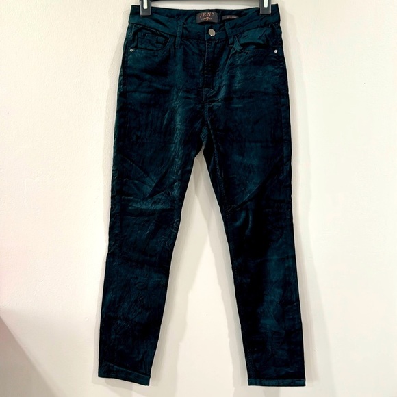 Jen7 by 7 for All Mankind crickled velvet ankle skinny jeans Emerald green - Picture 2 of 6